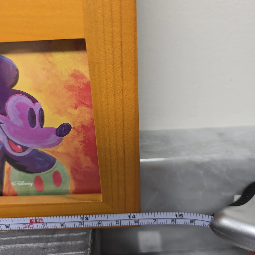 Disney Parks Mickey Mouse Ears Hinged 6 Picture Wood Trifold Photo Frame 8.75x14